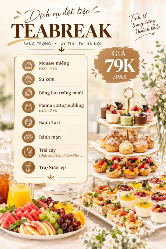 Menu thực đơn set tiệc Teabreak TB03